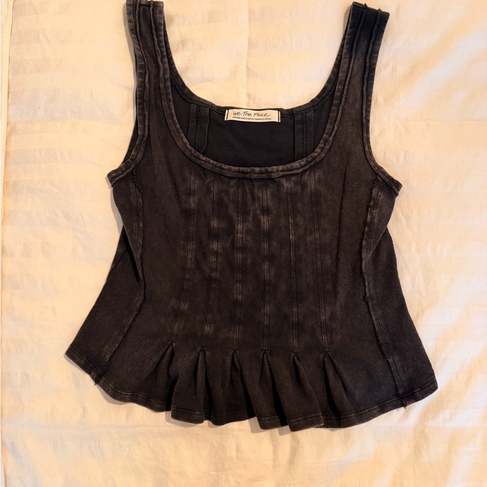 Free People Women's Black distressed Sleeveless Top